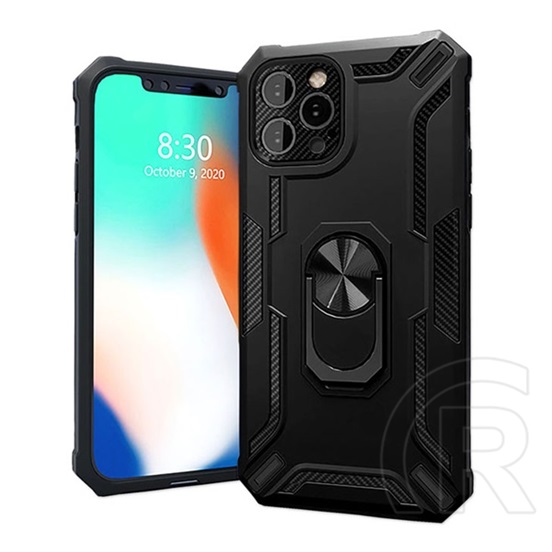 4-OK  műanyag telefonvédő (közepesen ütésálló, Apple iPhone 13 Pro szilikon belső) fekete