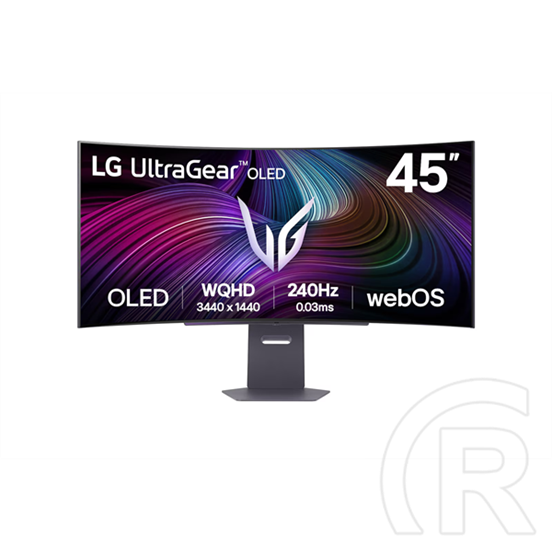 45" LG UltraGear 45GX950A monitor (OLED, 3440x1440, 21:9, ívelt, 240Hz, 1ms, DP+2xHDMI, USBx2, USB-C, 275cd/m2)