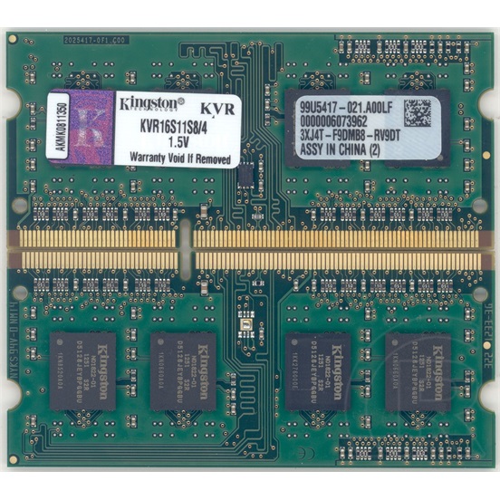 4 GB DDR3 1600 MHz SODIMM RAM Kingston