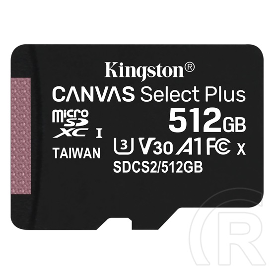 512 GB MicroSDXC Card Kingston Canvas Select Plus (100 MB/s, Class 10, U3, V30)