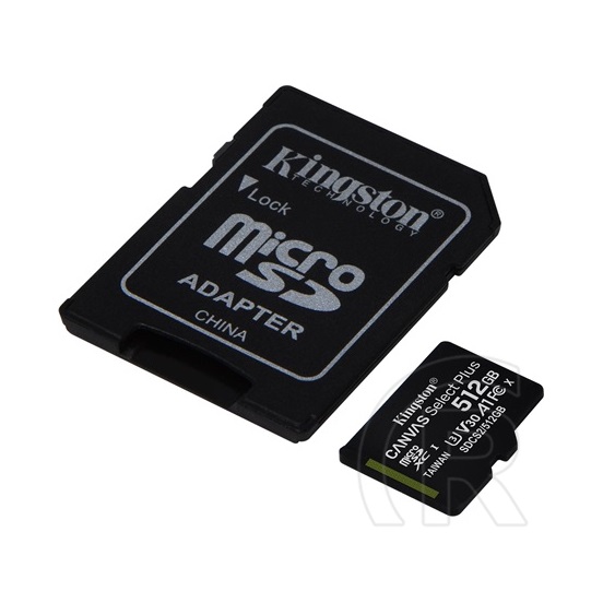 512 GB MicroSDXC Card Kingston Canvas Select Plus (Class 10, UHS-I, V30, A1) 1 adapter