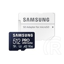 512 GB MicroSDXC Card Samsung Pro Ultimate (200 MB/s, Class 10, UHS-I U3, V30, A2) + 1 adapter