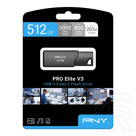 512 GB PNY Pro Elite V3 Gen2 USB 3.2 pendrive (fekete)
