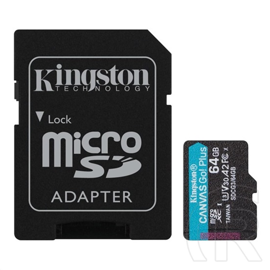 64GB MicroSDXC Card Kingston Canvas Go! Plus (Class 10, UHS-I U3) + adapter