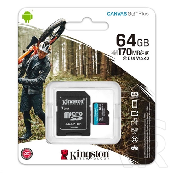 64GB MicroSDXC Card Kingston Canvas Go! Plus (Class 10, UHS-I U3) + adapter