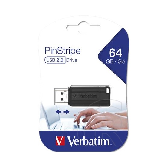 64 GB Pendrive 2.0 Verbatim PinStripe (fekete)