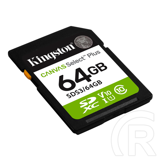64 GB SDXC Kingston Canvas Select Plus gen3 memóriakártya (Class 10, UHS-I, U1, V10)