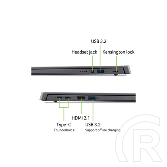 ACER Aspire A16-71M-77CC (16" WUXGA, Intel Core Ultra 7 155H, 16GB, 1TB SSD, UMA, DOS, acélszürke)