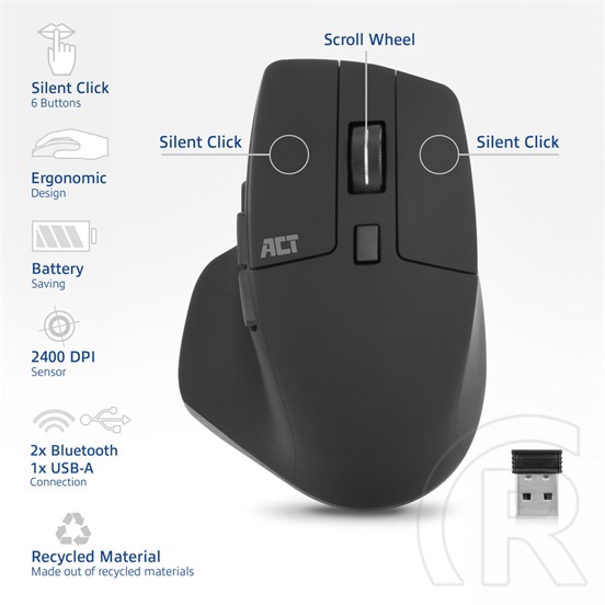 ACT AC5146 vezeték nélküli Bluetooth egér (fekete)