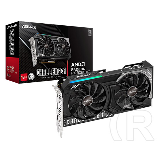 ASRock RX 9060 XT Challenger OC (PCIe 5.0, 16 GB GDDR6, 128 bit, 2xDP+1xHDMI, aktív hűtő)