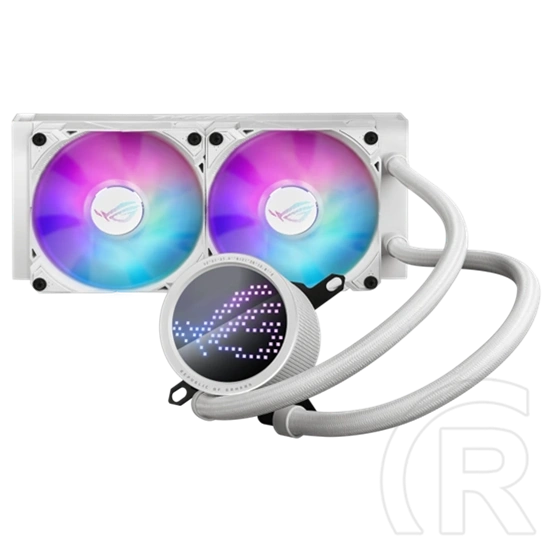 ASUS ROG RYUO III 240 vízhűtés (240 mm, 2x120 mm, PWM, max. 2200 RPM, pumpa max. 2600 RPM, ARGB, fehér)
