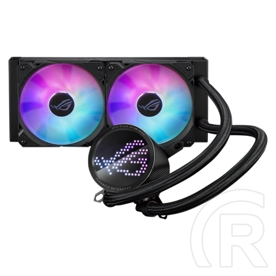 ASUS ROG RYUO III 240 vízhűtés (240 mm, 2x120 mm ventilátor, PWM, max 2200 RPM, max 36,45 dBA, ARGB, fekete)