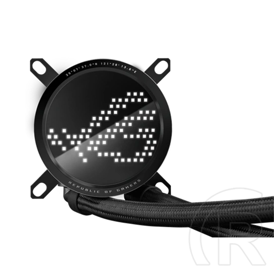 ASUS ROG RYUO III 240 vízhűtés (240 mm, 2x120 mm ventilátor, PWM, max 2200 RPM, max 36,45 dBA, ARGB, fekete)