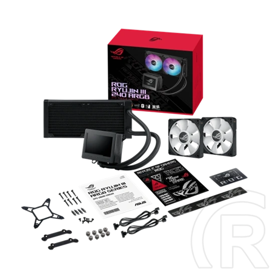 ASUS ROG Ryujin III 240 ARGB CPU hűtő (240 mm radiátor, 2x120 mm ventilátor, pumpa 800-3600 RPM, vent. 600-2200 RPM, 36,