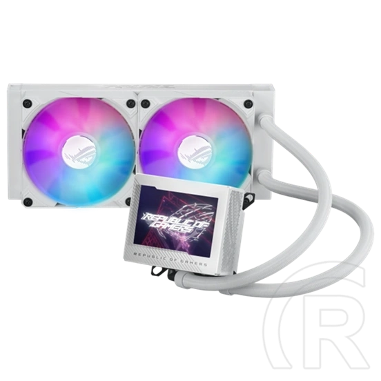 ASUS ROG Ryujin III 240 vízhűtés (240 mm, 2x120 mm ARGB ventilátor, PWM, 600-2200 RPM, 3,5" LCD, fehér)