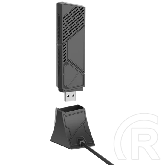 ASUS ROG USB-BE92 (WiFi 7 802.11be, tri-band, 6500 Mbps, 2,4/5/6 GHz, USB 3.0, Type-A/Type-C, fekete)