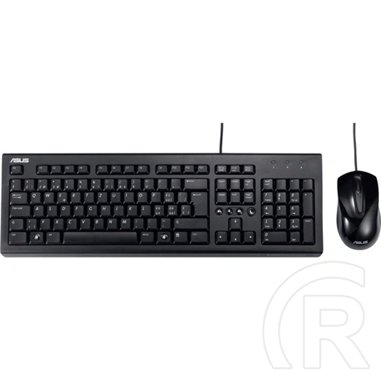 ASUS U2000 vezetékes billentyűzet + egér (fekete, USB, magyar kiosztás, 150 cm kábel, 1000 DPI)