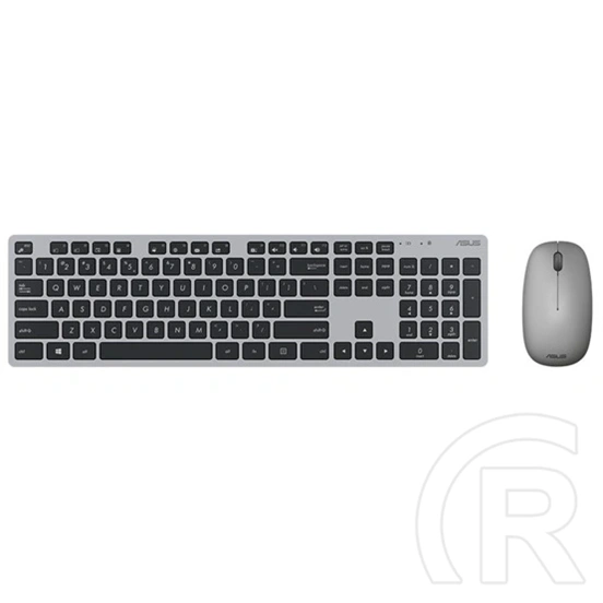 ASUS W5000 vezeték nélküli billentyűzet és egér (szürke, RF 2,4 GHz, USB-dongle, 10 m hatótáv, optikai egér 1600 DPI, HU