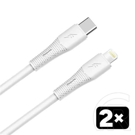 AVAX 2x USB-C - Lightning töltő- és adatkábel 1,5 m (fehér, 27W, puha szilikon)