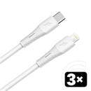 AVAX 3 db USB-C - Lightning töltő- és adatkábel 1,5 m (fehér, 27W, puha szilikon)