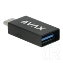 AVAX AD602 CONNECT+ OTG adapter (Type-C - USB-A, fekete)