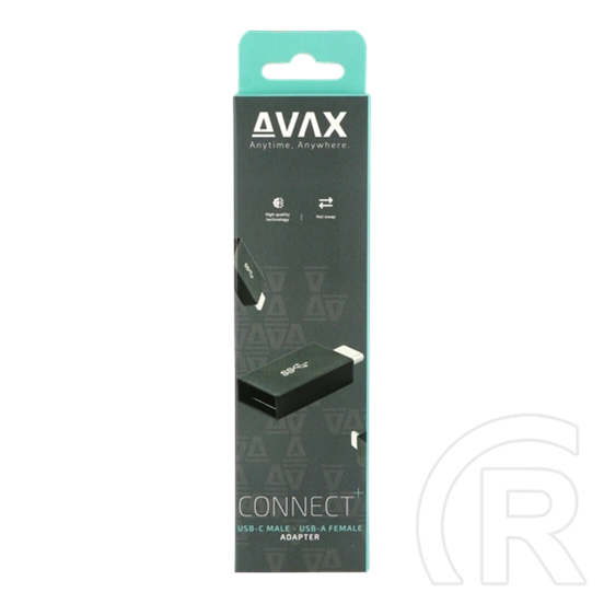 AVAX AD602 CONNECT+ OTG adapter (Type-C - USB-A, fekete)