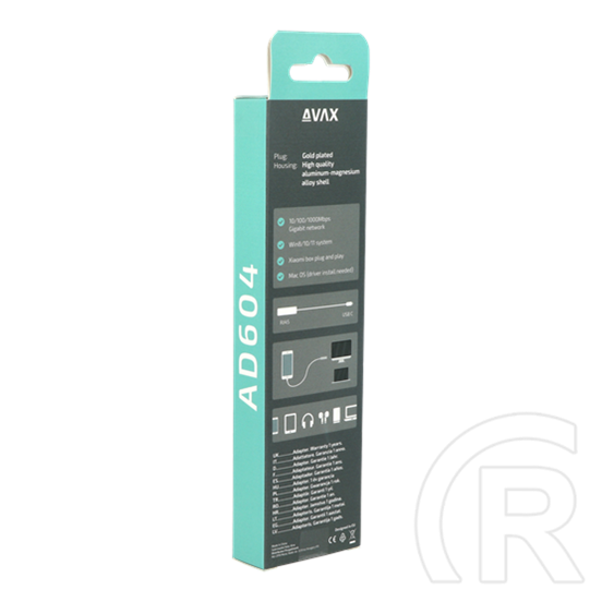 AVAX Átalakító adapter USB-C / RJ45 (Gigabit, 10/100/1000 Mbps)