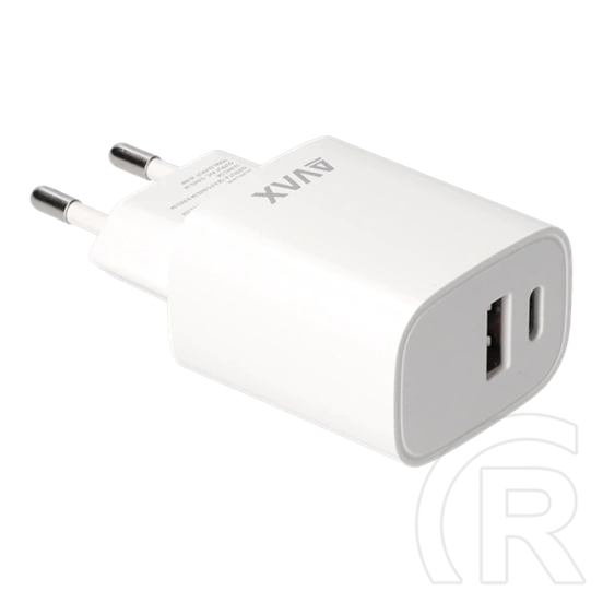 AVAX CH320 Speedy hálózati fali töltő USB + Type-C (20W, gyorstöltő, USB Type-A, USB Type-C, fehér)