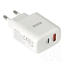 AVAX CH360 Speedy fali töltő (65W USB-C PD, 18W USB-A QC, GaN, USB-C+USB-A csatlakozó, fehér)