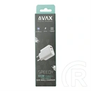 AVAX CH360 Speedy fali töltő (65W USB-C PD, 18W USB-A QC, GaN, USB-C+USB-A csatlakozó, fehér)