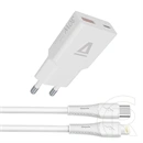 AVAX CH6414 fali töltő és Lightning kábel (30W GaN USB-C, 27W Lightning kábel 1,5m, fehér)