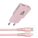 AVAX CH6418 fali töltő csomag (30W GaN USB-C, Lightning kábel 1,5m 27W, szilikon, fehér)