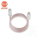 AVAX Magnety gyorstöltő kábel (rózsaszín, USB-C - Lightning, 27W, mágneses, fonott, 1 m)