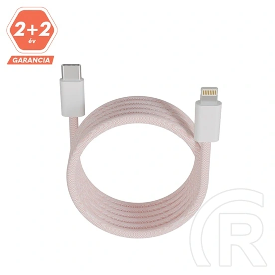 AVAX Magnety gyorstöltő kábel (rózsaszín, USB-C - Lightning, 27W, mágneses, fonott, 1 m)