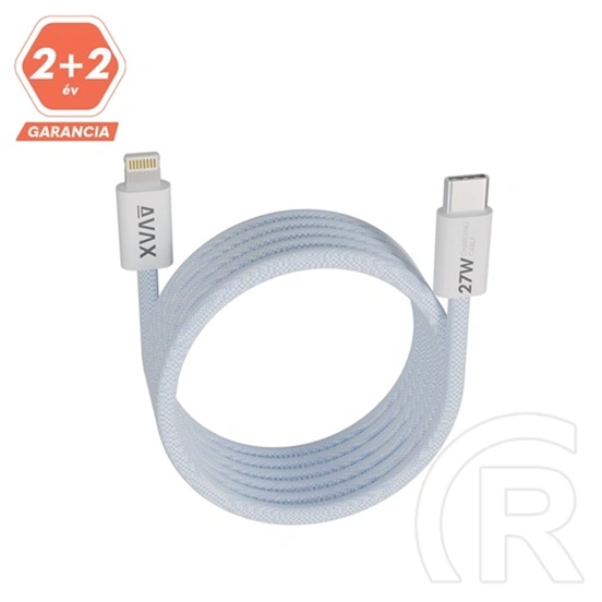 AVAX Magnety mágneses gyorstöltő kábel (USB-C - Lightning, 27W, fonott, 1 m, világoskék)