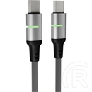 AVAX STEELY LED USB-C gyorstöltő- és adatkábel (USB-C - USB-C, 60W, fonott, LED csík, Battery Protection, 3 m, fekete)