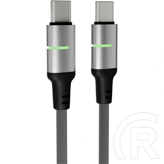 AVAX STEELY LED USB-C gyorstöltő- és adatkábel (USB-C - USB-C, 60W, fonott, LED csík, Battery Protection, 3 m, fekete)