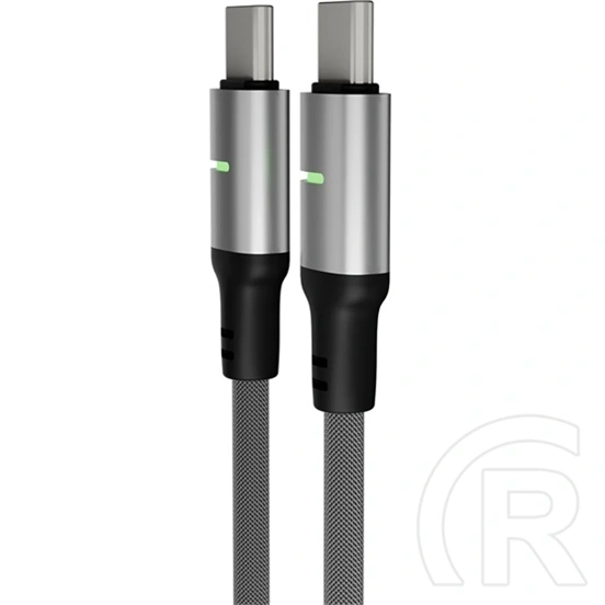 AVAX STEELY LED USB-C gyorstöltő- és adatkábel (USB-C - USB-C, 60W, fonott, LED csík, Battery Protection, 3 m, fekete)