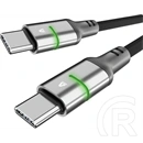 AVAX STEELY LED USB-C gyorstöltő- és adatkábel (USB-C - USB-C, 60W, fonott, LED csík, Battery Protection, 3 m, fekete)