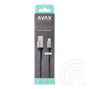 AVAX adat- és töltőkábel (USB-A / Lightning, 3A, 1,5 m, acélszürke)