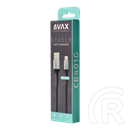 AVAX adat- és töltőkábel (USB-A / Lightning, 3A, 1,5 m, acélszürke)