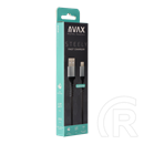 AVAX adat- és töltőkábel (USB-A / Lightning, 3A, 1,5 m, acélszürke)