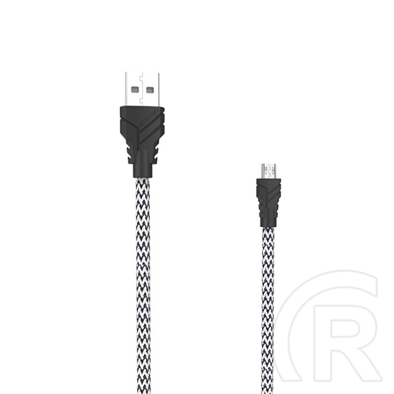 AWEI CL-800 USB 2.0 kábel (A dugó / micro-B dugó, 1 m, szövet borítás, fekete-fehér)