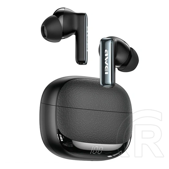 AWEI ta19 anc bluetooth fülhallgató sztereo (v6.0, tws, aktív zajszűrő, mikrofon, led kijelző + töltőtok) fekete