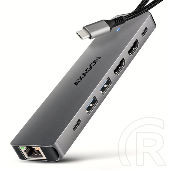 AXAGON HMC-7HX2 USB-C 5Gbps Dual 4K Display 7in1 Hub Alu