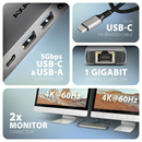 AXAGON HMC-7HX2 USB-C 5Gbps Dual 4K Display 7in1 Hub Alu