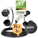 Absina 3 fázisú elektromos autó töltőkábel (11kW, 16A, 3m)