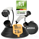 Absina 3 fázisú elektromos autó töltőkábel (11kW, 16A, 7,5m)