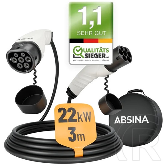 Absina 3 fázisú elektromos autó töltőkábel (22kW, 32A, 3m)
