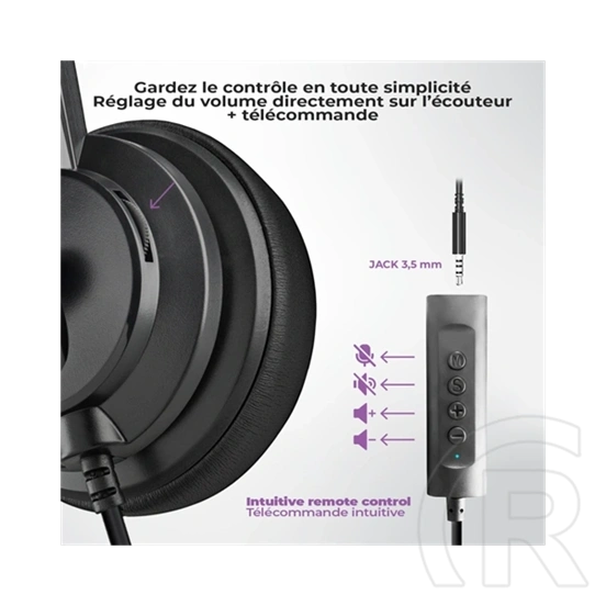 Advance Smartphonics 650 mikrofonos fejhallgató (USB/3,5 mm jack, vezetékes, 1,2 m kábel, sztereó, fekete)